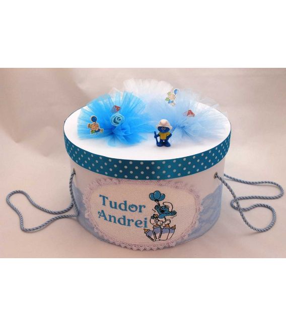 Cutie trusou botez personalizata Strumfi