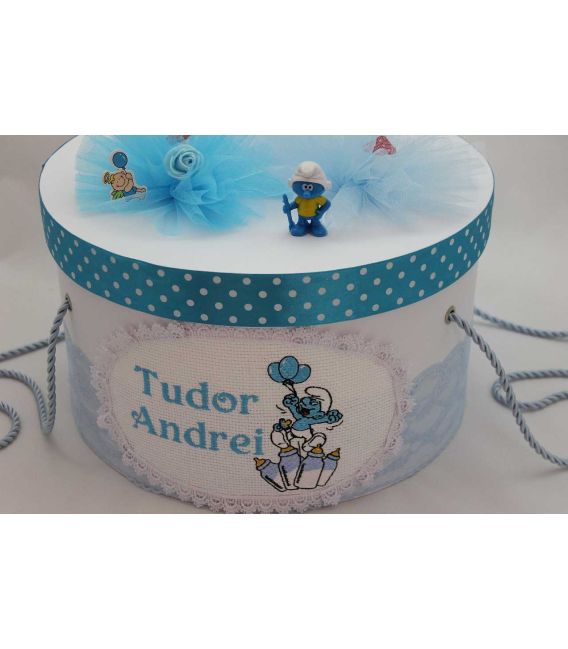 Cutie trusou botez personalizata Strumfi