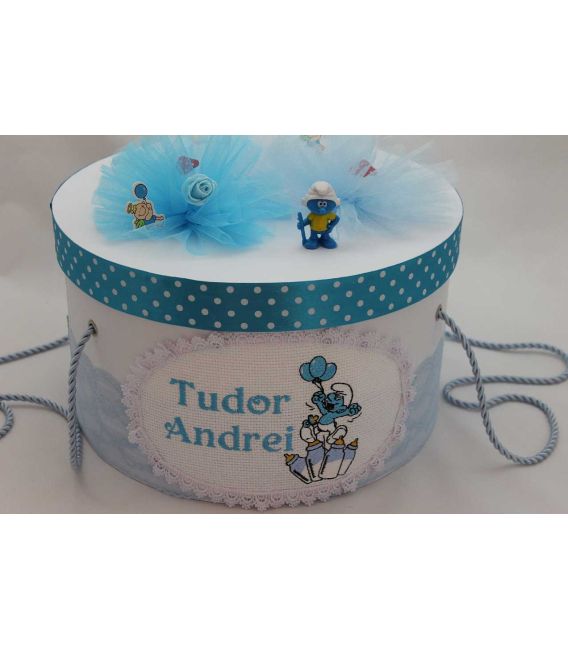 Cutie trusou botez personalizata Strumfi