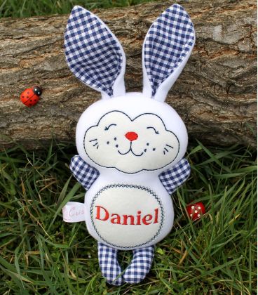 Jucarii personalizate bebelusi - Iepuras personalizat handmade Daniel