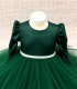 Prim plan rochita de botez verde smarald